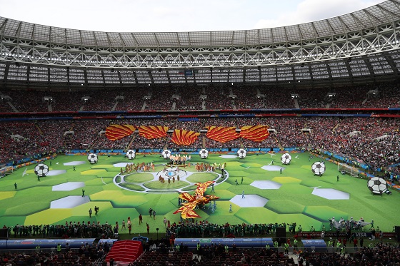 Photo taken on June 14, 2018 shows the opening ceremony of the 2018 FIFA World Cup in Moscow, Russia. Photo Xinhua by Cao Can.