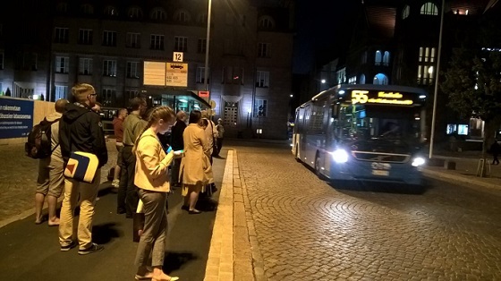 People were seen to wait a  bus stand in Helsinki late Monday night. DF Photo by Ehsan Lenin. 