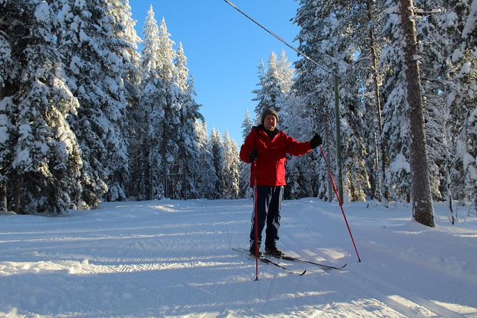 One skier is seen at  Ounasvaara ski track. DF Photo.