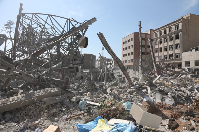 The ruins of buildings are pictured in Tehran, Iran, March 4, 2026. Photo: Xinhua/Shadati.