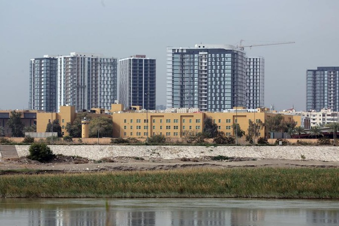 This photo taken on March 14, 2026 shows the U.S. Embassy in Iraq after an attack in Baghdad, Iraq. Photo: Xinhua by Khalil Dawood.