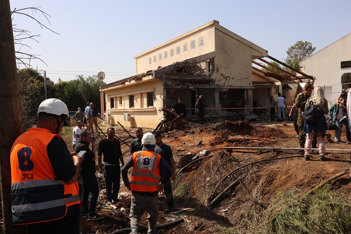 This photo taken on March 12, 2026 shows a house damaged by a projectile launched from Lebanon, in Haniel, central Israel. Photo: Xinhua by Gil Cohen Magen.