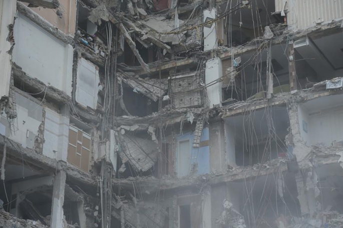 This photo taken on March 23, 2026 shows a destroyed building in a residential area after joint U.S.-Israeli strikes on Iran in Tehran, Iran. Photo: Xinhua/Shadati.