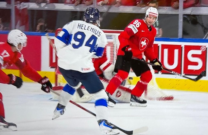 Final match of Ice Hockey WC between Finland and Switzerland. Photo: snapshot taken from live telecast by MTV.