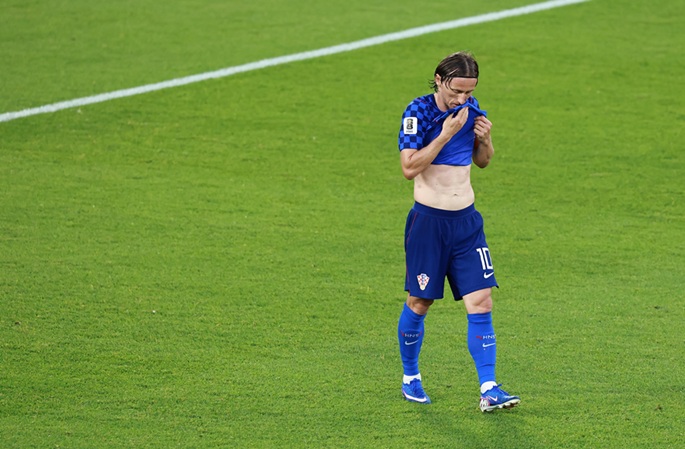 Luka Modric of Croatia reacts during the match with Portugal. Photo: Xinhua by Yang Shu.